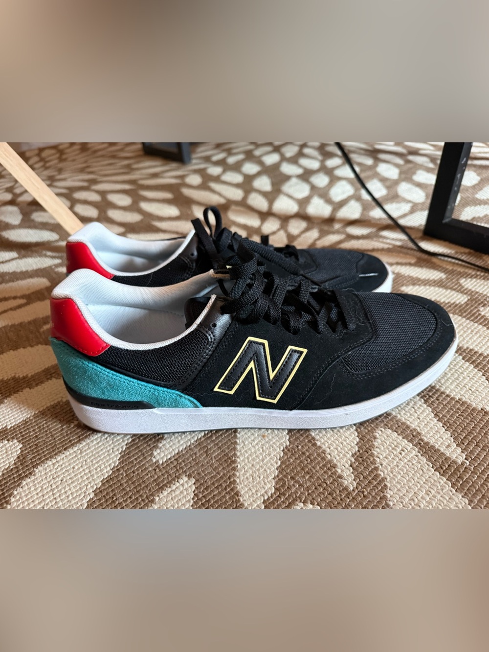 New Balance Black Sneakers with Teal and Yellow Accents skate shoes